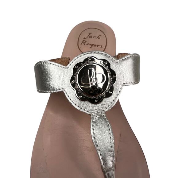 Jack Rogers Sandals Gold Thong Flip Flops Leather 5M - Picture 6 of 12